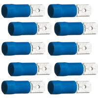 10 teilisolierte Flachstecker 6,3x0,8 blau 1,5 bis 2,5...