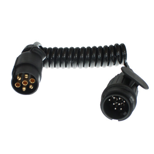 Spiralkabel 1,5m 7-/13polig, Verlängerungskabel für Anhänger Bootstrailer Trecker