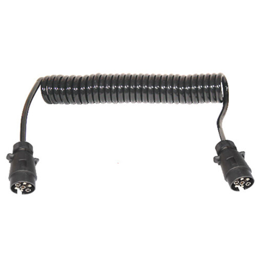Spiralkabel 3,50m 7-polig Stecker / Stecker, Verbindung Verlängerungskabel für Anhänger Bootstrailer Trecker