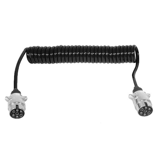 Spiralkabel 3,50m 7-polig Stecker / Stecker, Verbindung Verlängerungskabel für Anhänger Bootstrailer Trecker