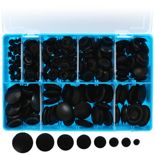 260 teilige Sortimentsbox Blindstopfen - Gummistopfen - Gummi Dicht Stopfen