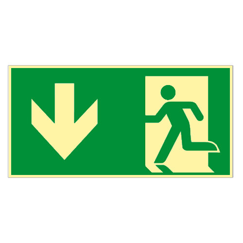 Notausgang - Rettungsweg Kunststoff nachleuchtend selbstklebend 300 x 150 mm