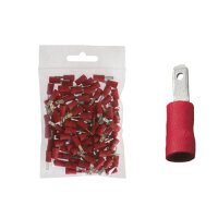 100 teilisolierte Flachstecker 2,8x0,8 rot 0,5 bis 1,5...