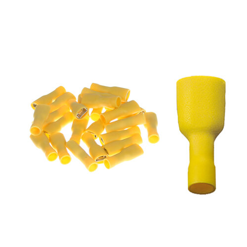 25 vollisolierte Flachsteckhülsen 6,3x0,8 gelb 4,0 bis 6,0 mm²