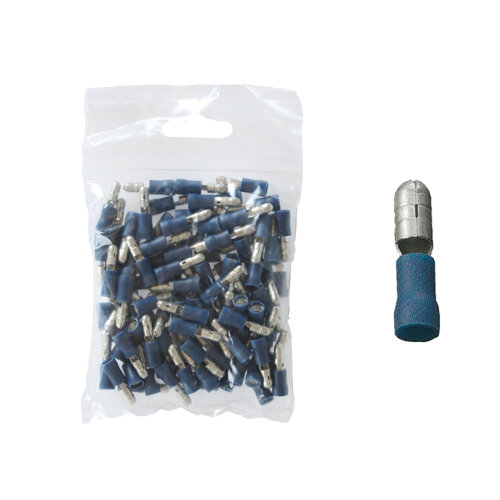 100 Stück Rundstecker 4mm blau 1,0 - 2,5 qmm