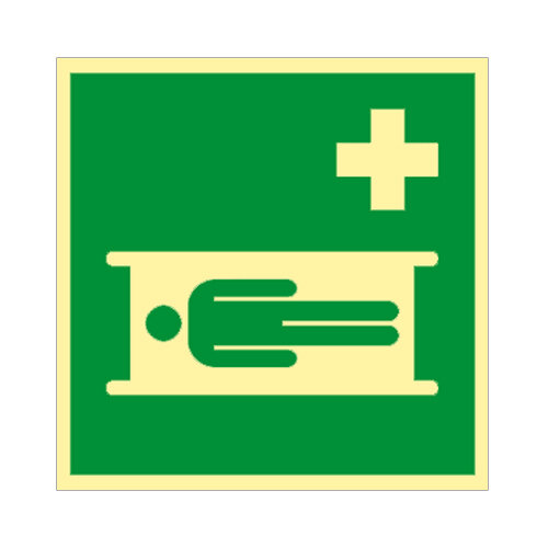 Krankentrage Kunststoff nachleuchtend selbstklebend 150 x 150 mm ISO