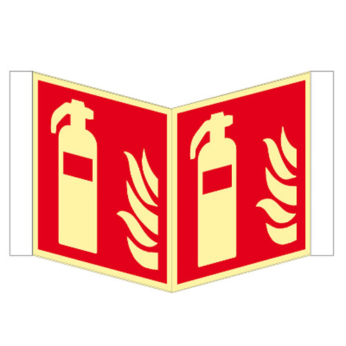 Feuerlöscher - Winkelschild Kunstsoff nachleuchtend ISO 200 x 200 mm