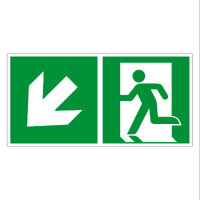 Rettungsweg links abwärts Folie selbstklebend 400 x...