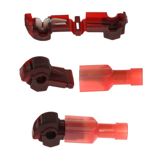 SET: 10 x T-Abzweigverbinder rot + 10 x Flachstecker