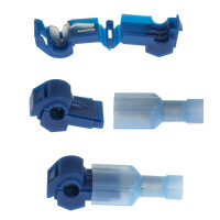 SET: 10 x T-Abzweigverbinder blau + 10 x Flachstecker
