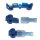 SET: 10 x T-Abzweigverbinder blau + 10 x Flachstecker
