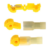 SET: 10 x T-Abzweigverbinder gelb + 10 x Flachstecker