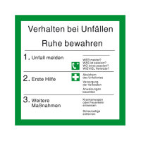 Verhalten bei Unfällen 200 x 200 mm Kunststoff