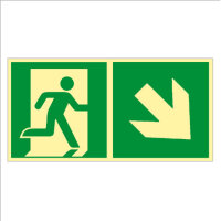 Rettungsweg rechts  abwärts Kunststoff nachleuchtend...