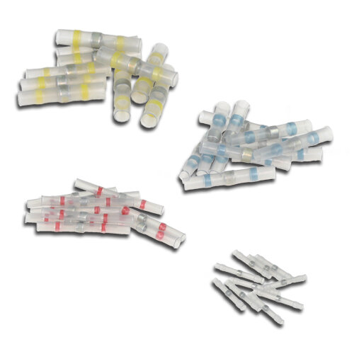 SET: 40 Löt-Stossverbinder isoliert 10xweiss, 10xrot, 10xblau, 10xgelb