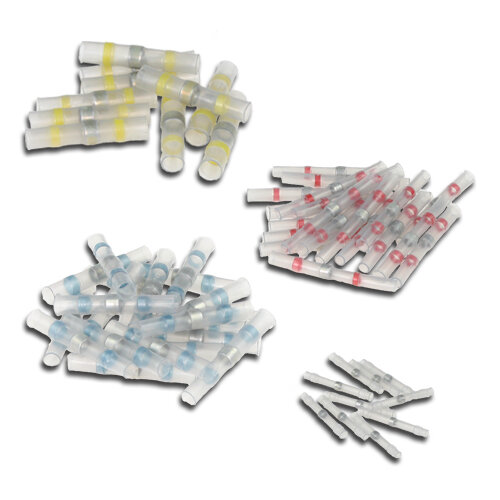 SET: 60 Löt-Stossverbinder isoliert 10xweiss, 20xrot, 20xblau, 10xgelb