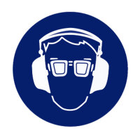 Gebotszeichen Augen- und Gehörschutz benutzen...