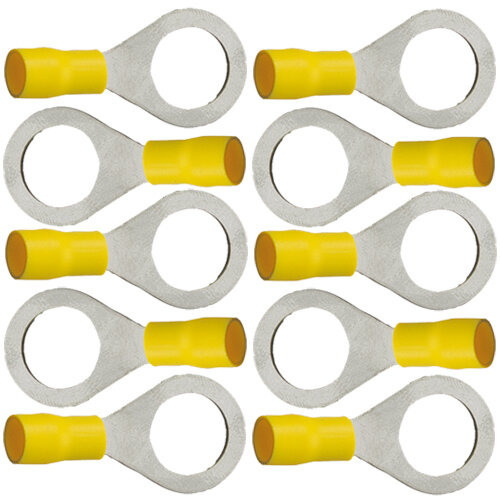 10 isol. Ringkabelschuhe gelb M10  4,0 bis 6,0 mm²
