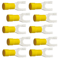 10 isol. Gabelkabelschuhe gelb M6 4,0 bis 6,0 mm²