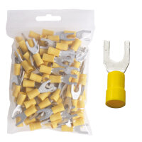 100 isol. Gabelkabelschuhe gelb M6 4,0 bis 6,0 mm²