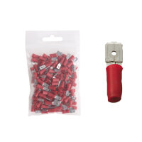 100 teilisolierte Flachstecker 4,7x0,8 rot 0,5 bis 1,5...