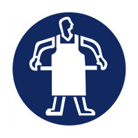 Gebotszeichen "Schutzschürze tragen "...