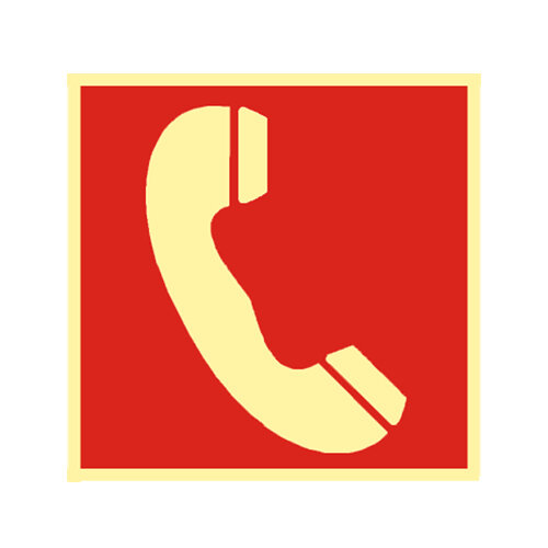 Brandmeldetelefon - Schild  Kunststoff nachleuchtend selbstklebend 148 x 148 mm