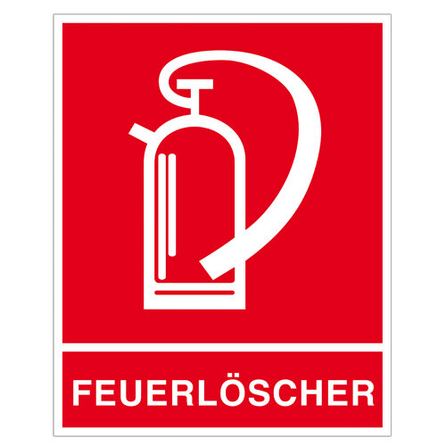 Feuerlöscher - Symbol mit Zusatztext Folie selbstklebend