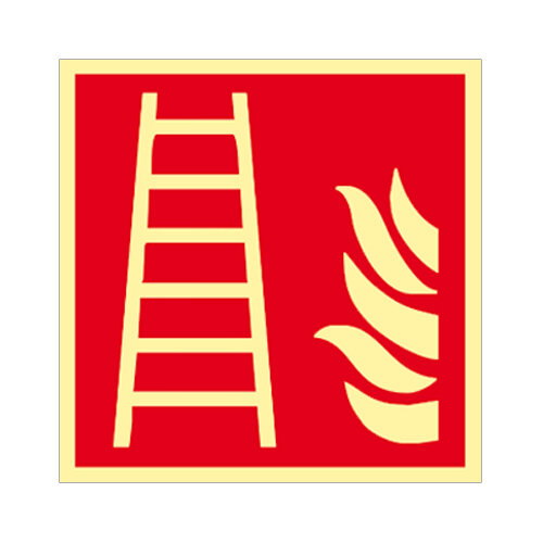 Feuerleiter - Schild Kunststoff nachleuchtend selbstklebend ISO 200 x 200 mm