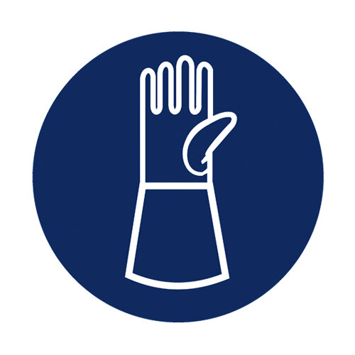 Gebotszeichen " Schutzhandschuhe mit Pulsschutz benutzen " Folie selbstklebend 315 mm