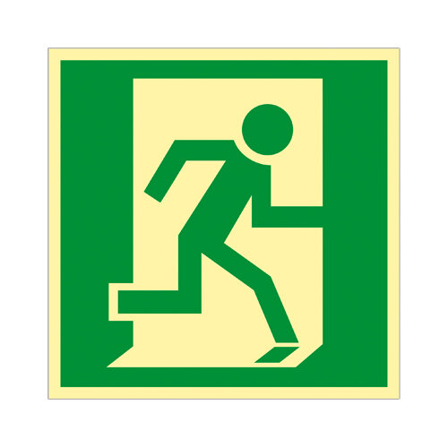 Notausgang - Fluchtrichtung rechts Kunststoff nachleuchtend selbstklebend 200 x 200
