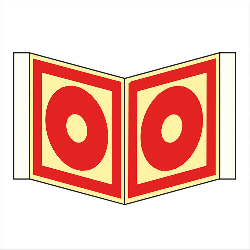 Brandmelder manuell Winkelschild Kunststoff nachleuchtend 148 x 148 mm