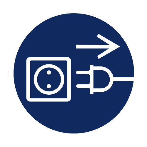 Vor Öffnene Netzstecker ziehen Folie selbstklebend 315 mm