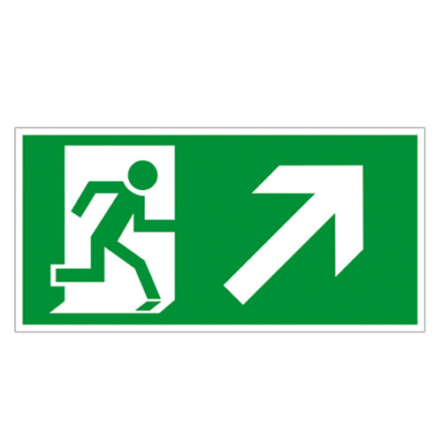 Rettungsweg Schild rechts aufwärts Kunststoff 400 x 200 mm