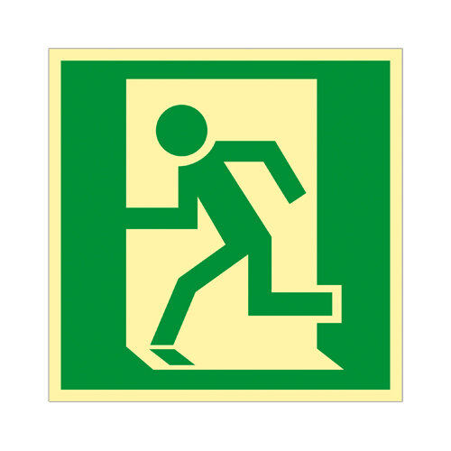 Notausgang - Fluchtrichtung links Kunststoff nachleuchtend selbstkl. 200 x 200 mm