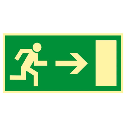 Rettungsweg Schild rechts Kunststoff nachleuchtend selbstkl. 400 x 200 mm