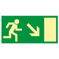 Rettungsweg Schild rechts abwärts Kunststoff...