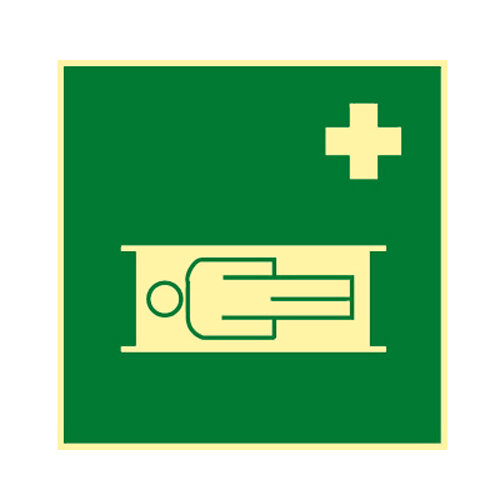 Krankentrage Kunststoff nachleuchtend selbstklebend 200 x 200 mm BGV A8