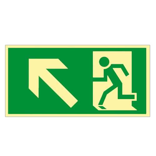 Rettungsweg Schild links aufwärts Kunststoff nachl. selbstkl. 400 x 200 mm