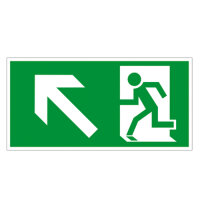 Rettungsweg Schild links aufwärts  Folie selbstkl....
