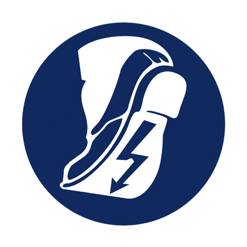 Gebotszeichen Leitfähiges Schuhwerk tragen Folie selbstklebend 200 mm