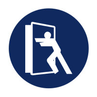 Gebotszeichen " Tür stets schließen"...