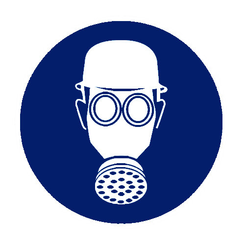 Gebotszeichen Atemschutz u. Kopfschutz tragen 315 mm Folie selbstkl.