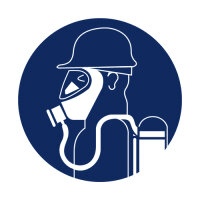 Gebotszeichen schwerer Atemschutz benutzen 200 mm Kunststoff