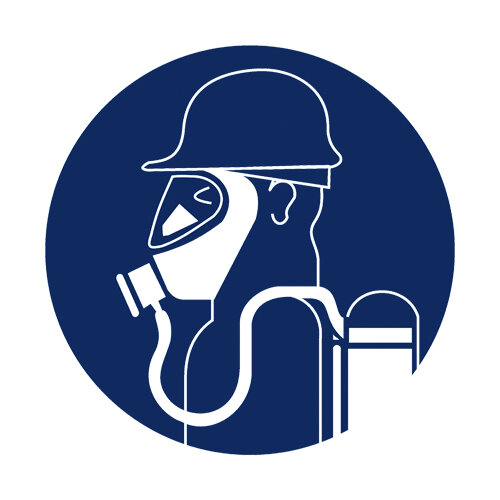 Gebotszeichen schwerer Atemschutz benutzen 200 mm Folie selbstklebend