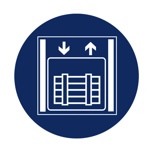 Gebotszeichen Lastenaufzug Kunststoff 200 mm