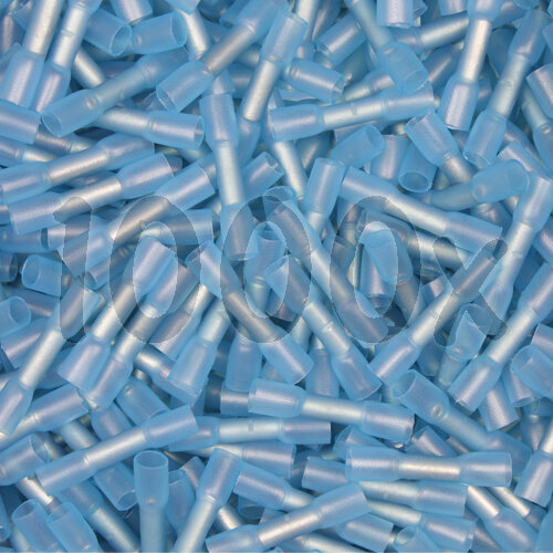 1000 Stück Stoßverbinder mit Schrumpfschlauch  blau  1,5 - 2,5 qmm