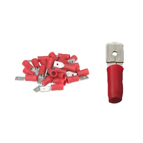 25 teilisolierte Flachstecker 4,7x0,5 rot 0,5 bis 1,5 mm²