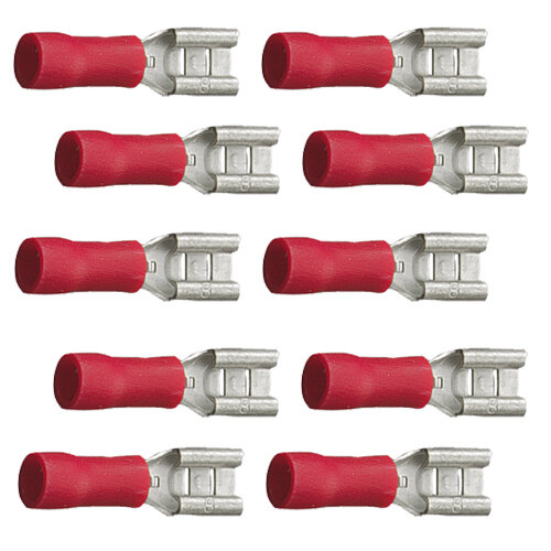 10 teilisolierte Flachsteckhülsen 4,7x0,5 rot 0,5 bis 1,5 mm²