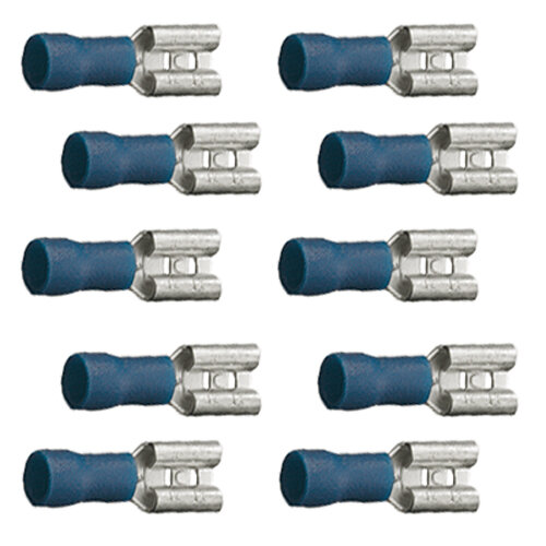 10 Flachsteckhülsen teilisoliert 4,7x0,5 blau 1,5 bis 2,5 mm²